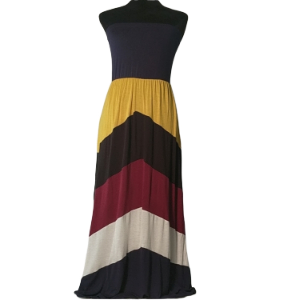 Yetts Colorful Strapless Maxi Dress Sz M